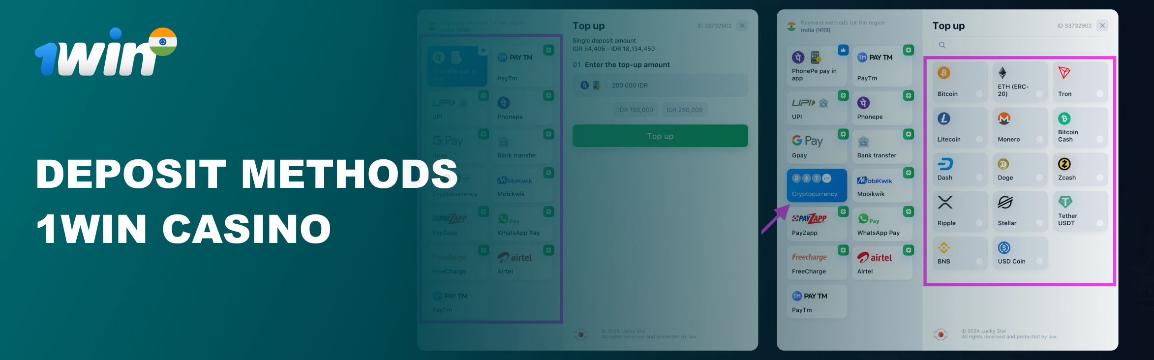Deposit Methods 1win Casino